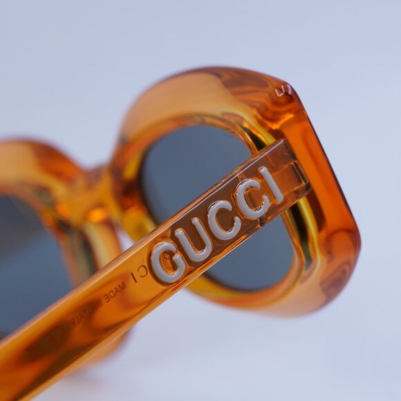 🕶️ New Gucci GG1719S 005 Sunglasses - Transparent Vivid Orange Frame - Picture 8 of 11